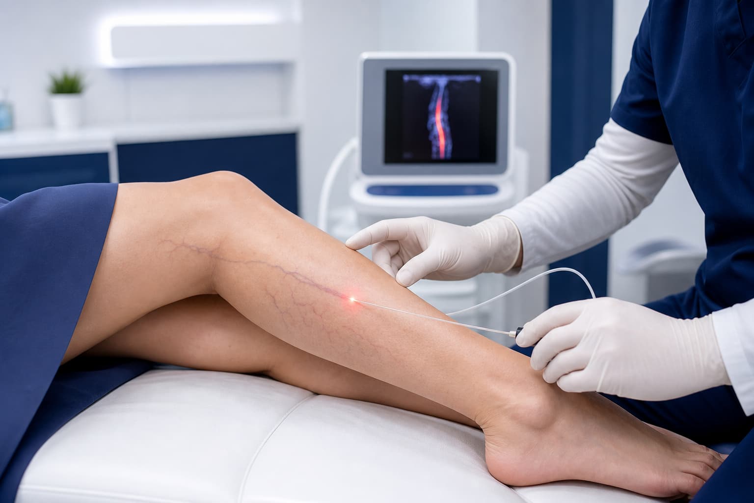 Minimally invasive laser vein treatment procedure at Schulman Vein Center New York