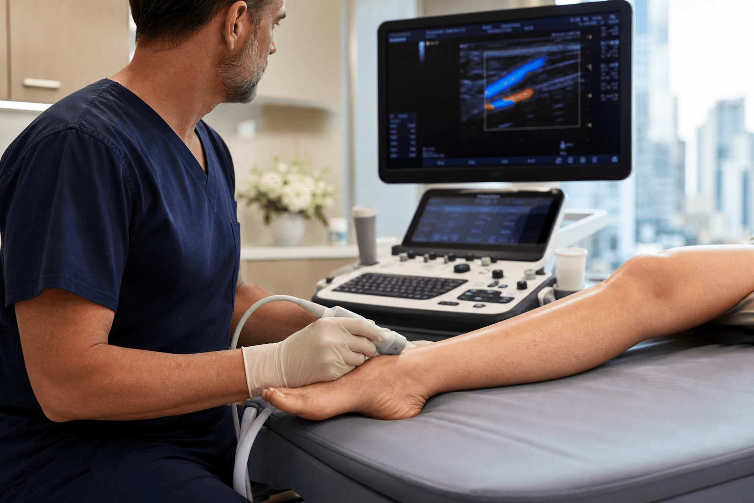 Duplex ultrasound evaluation of the leg for venous leg ulcers and venous reflux at a New York vein clinic