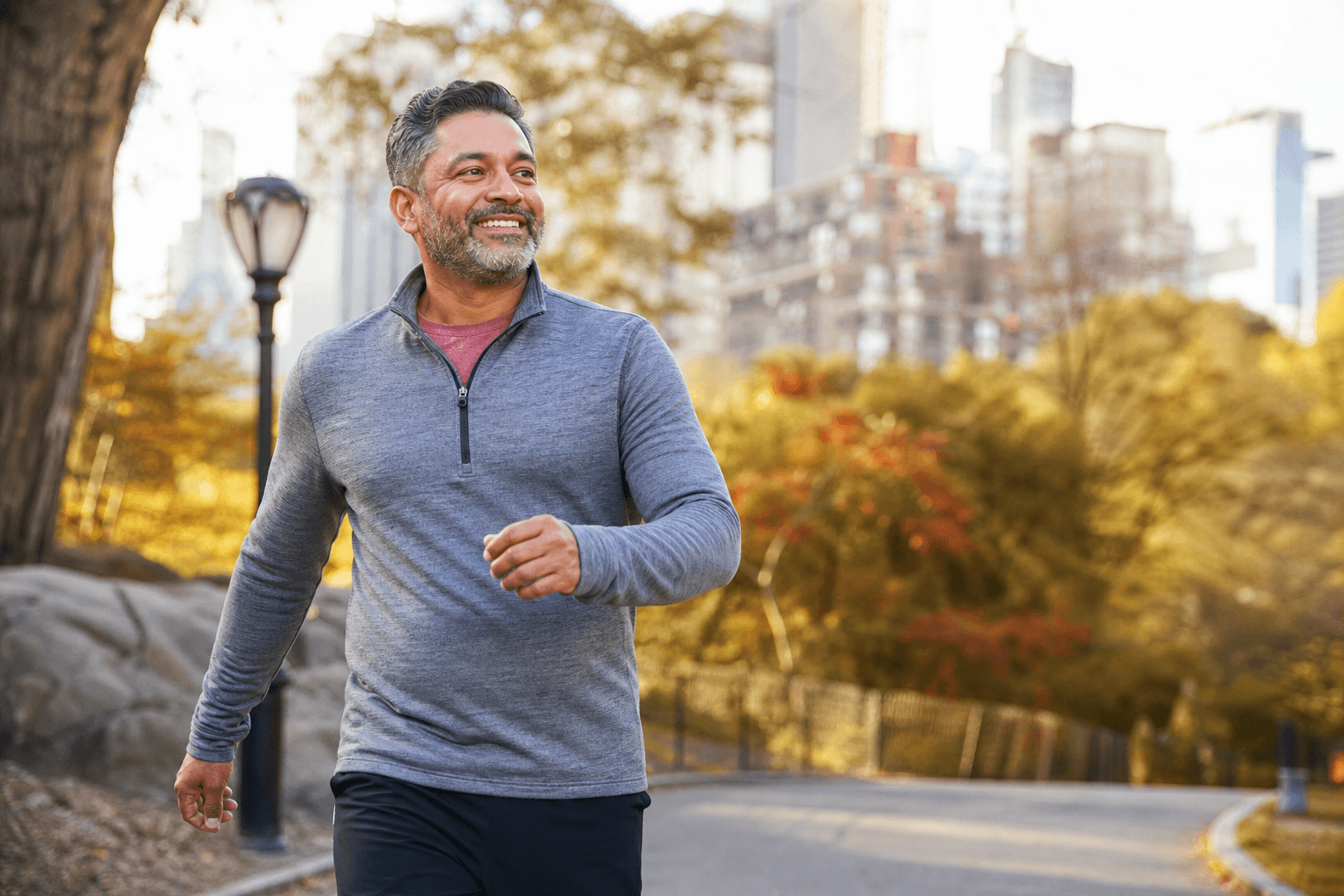 New York patient walking outdoors to support healthy weight and vein health while managing weight and vein disease risk factors