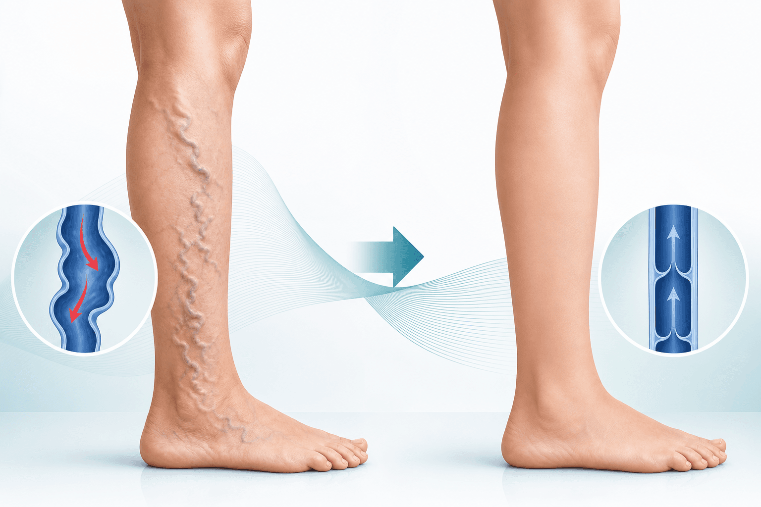 Diagram illustrating the ambulatory phlebectomy varicose vein removal process