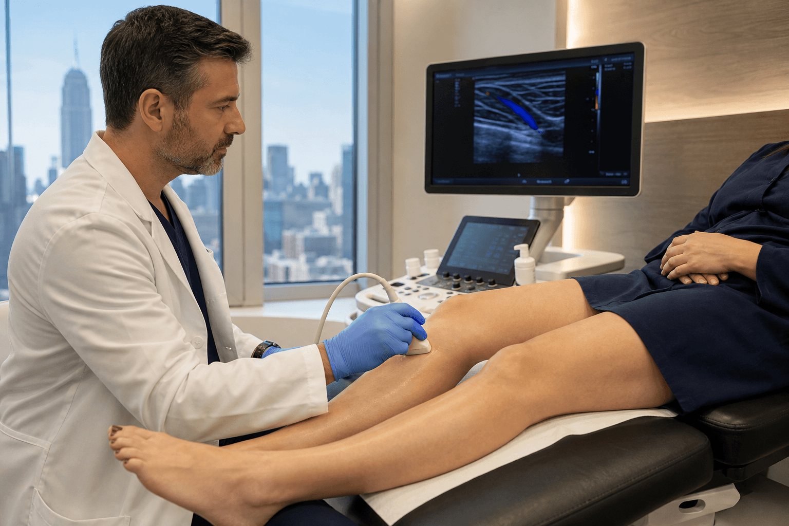 Duplex ultrasound vein evaluation for a patient managing diabetes and vein disease at a New York vein clinic