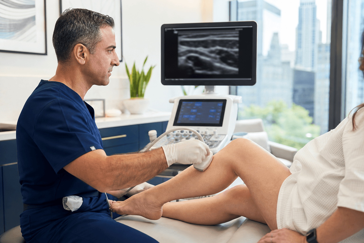 Duplex ultrasound evaluation for a patient with a family history of vein disease at a New York vein clinic