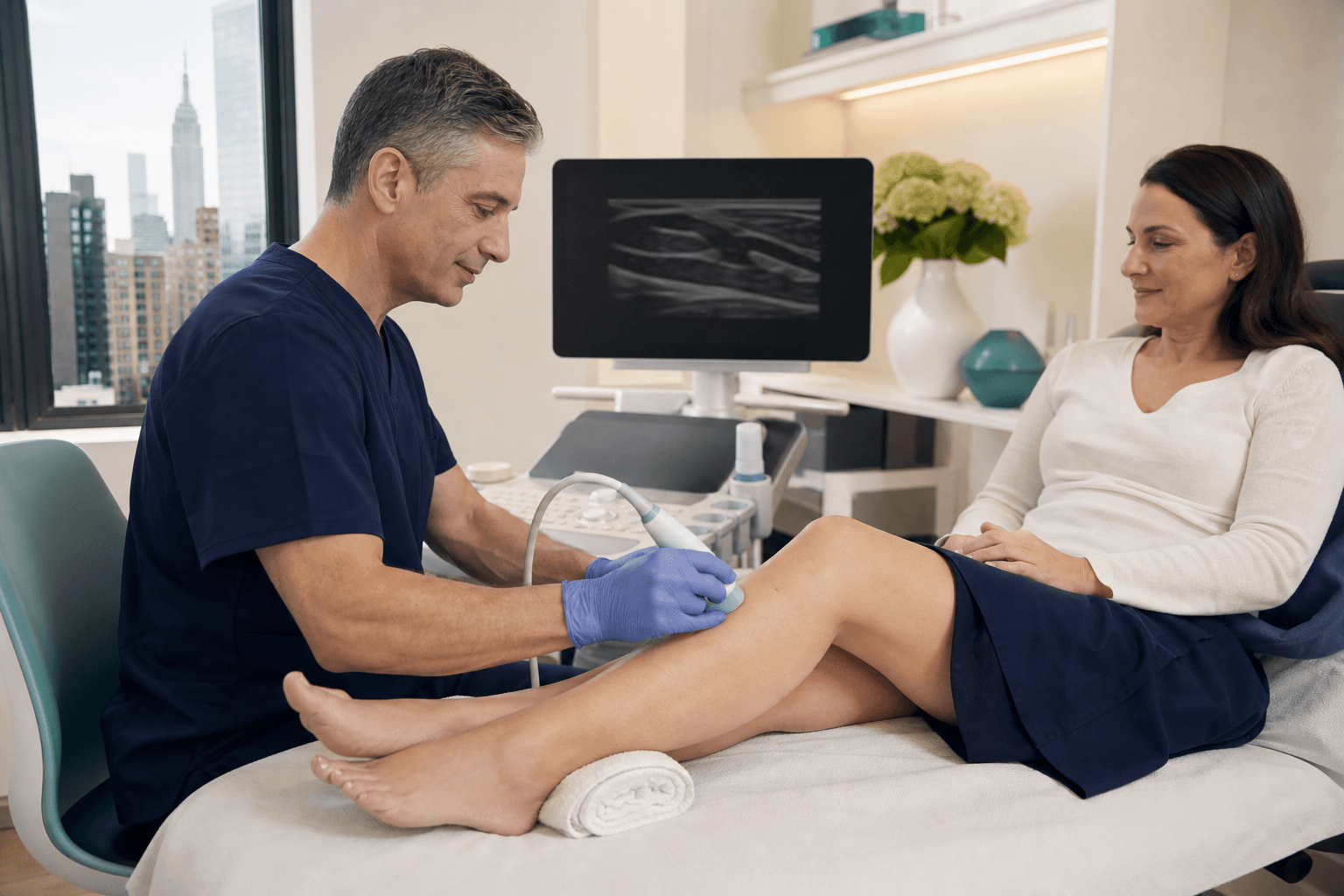 Duplex ultrasound evaluation for itchy legs and vein disease at a New York vein clinic