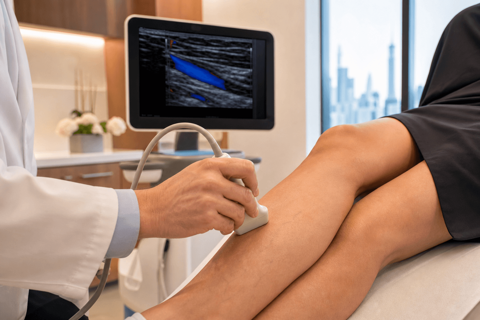 Duplex ultrasound vein evaluation for a patient navigating menopause and vein disease at a New York vein clinic