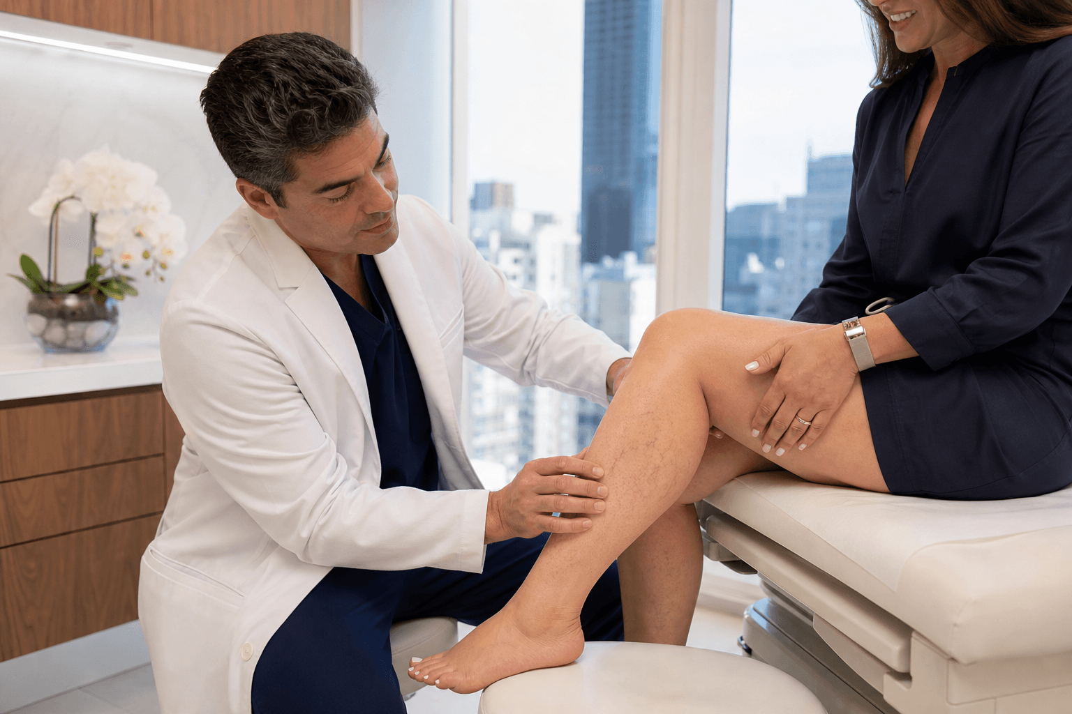 Spider vein sclerotherapy consultation at Schulman Vein and Laser Center Manhattan New York