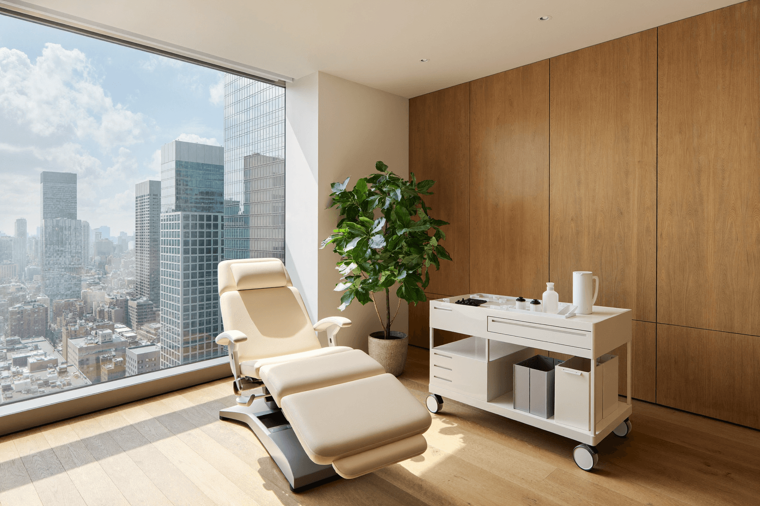Bright consultation room in Manhattan for patients asking about spider veins on the face