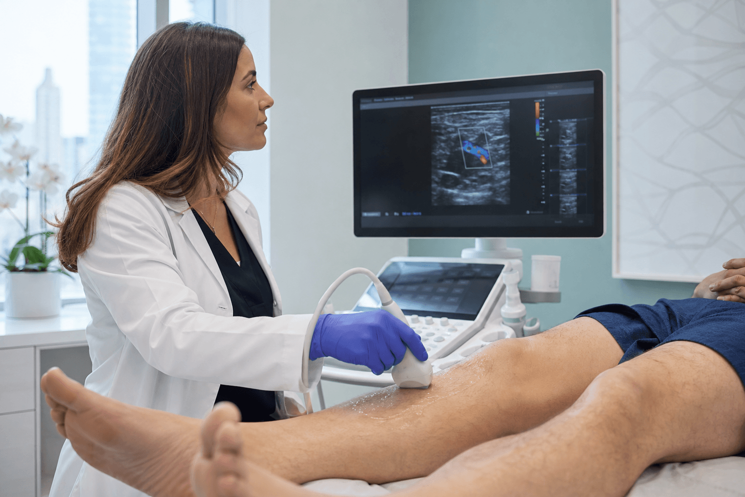 Duplex ultrasound evaluation for standing-related vein disease at a New York vein clinic