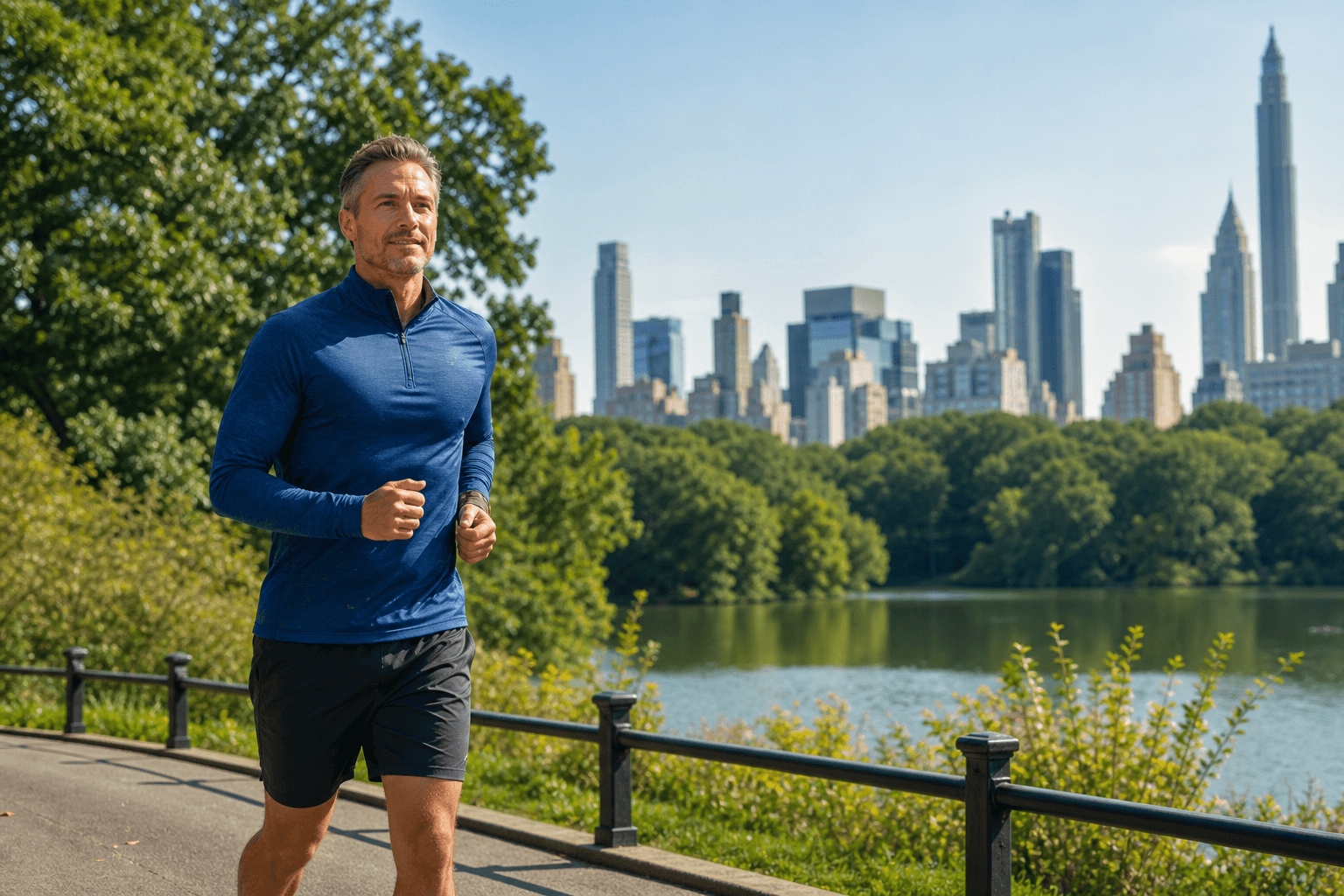 Man walking outdoors in New York supporting vein health and circulation after vein disease treatment