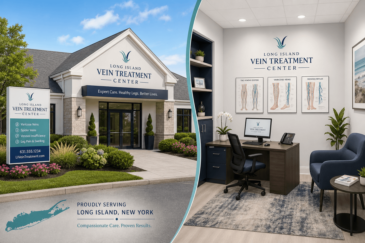 Schulman Vein Center Manhasset Long Island office exterior and consultation room