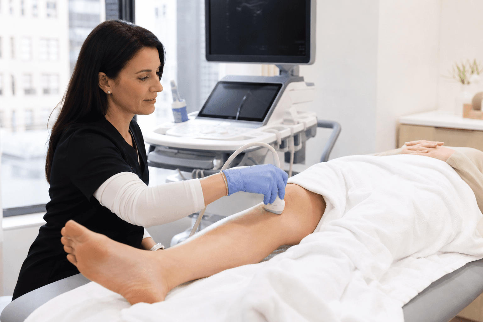Ultrasound evaluation of leg swelling and vein disease in a New York vascular clinic